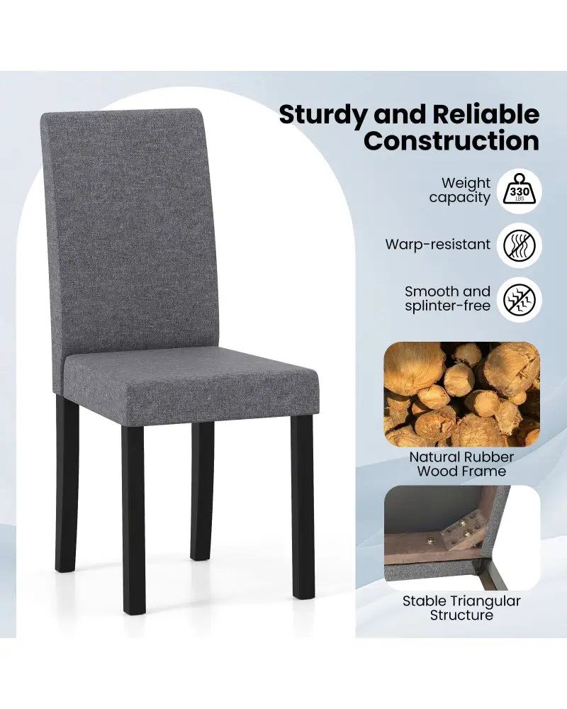 Set of 2 Dining Chair Mid-Century Modern Fabric Upholstered Parson Chairs-Dark Gray - Dark Gray - Dining Chairs