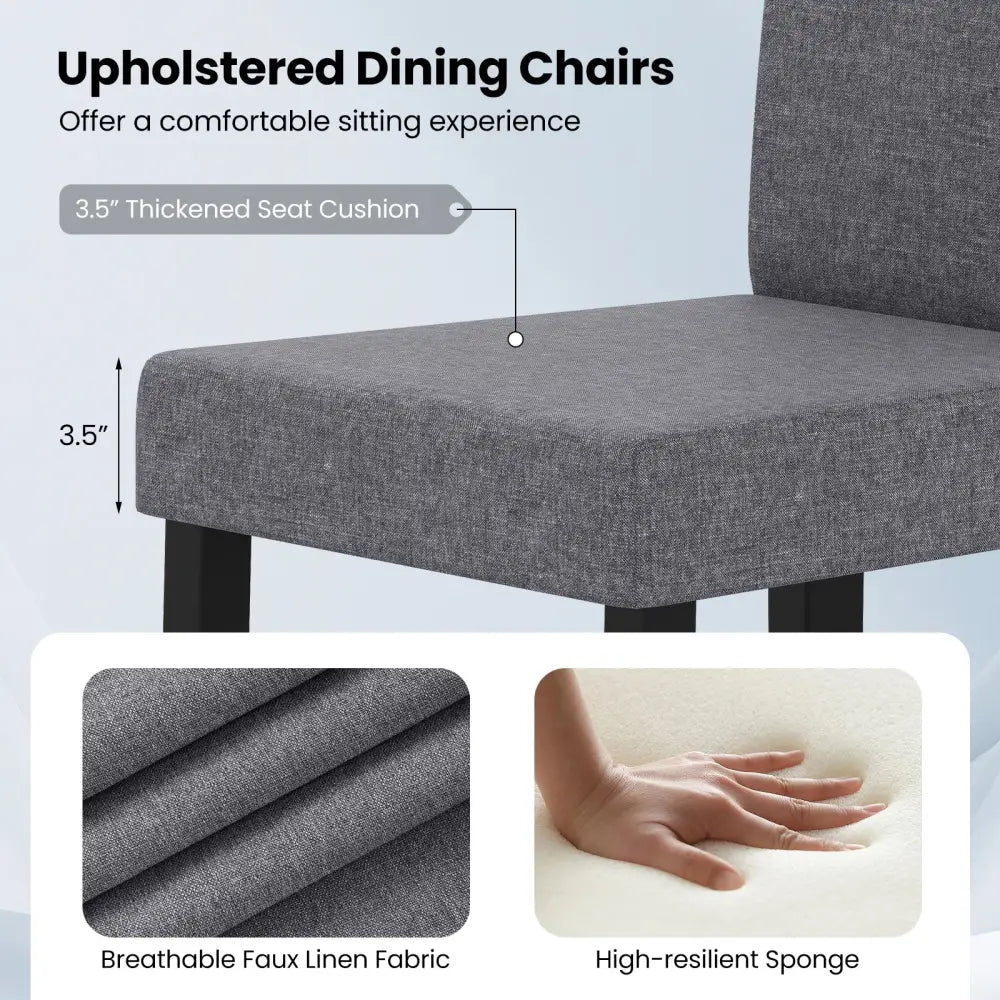 Set of 2 Dining Chair Mid-Century Modern Fabric Upholstered Parson Chairs-Dark Gray - Dark Gray - Dining Chairs