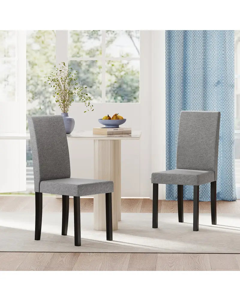 Set of 2 Dining Chair Mid-Century Modern Fabric Upholstered Parson Chairs-Light Gray - Light Gray - Dining Chairs