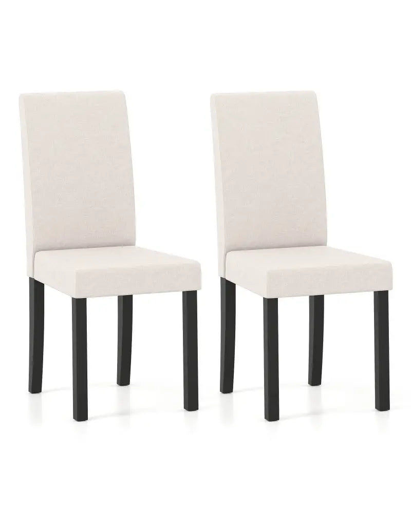Set of 2 Dining Chair Mid-Century Modern Fabric Upholstered Parson Chairs-Beige - Beige - Dining Chairs