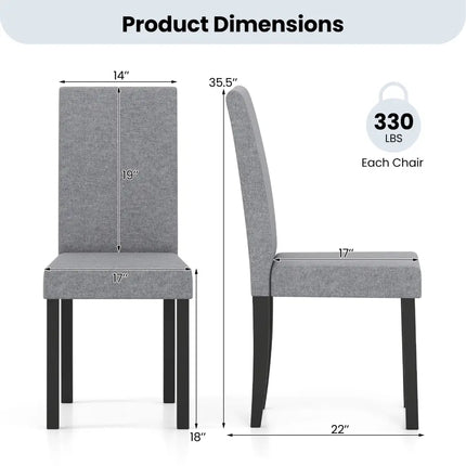 Set of 2 Dining Chair Mid-Century Modern Fabric Upholstered Parson Chairs-Light Gray - Light Gray - Dining Chairs