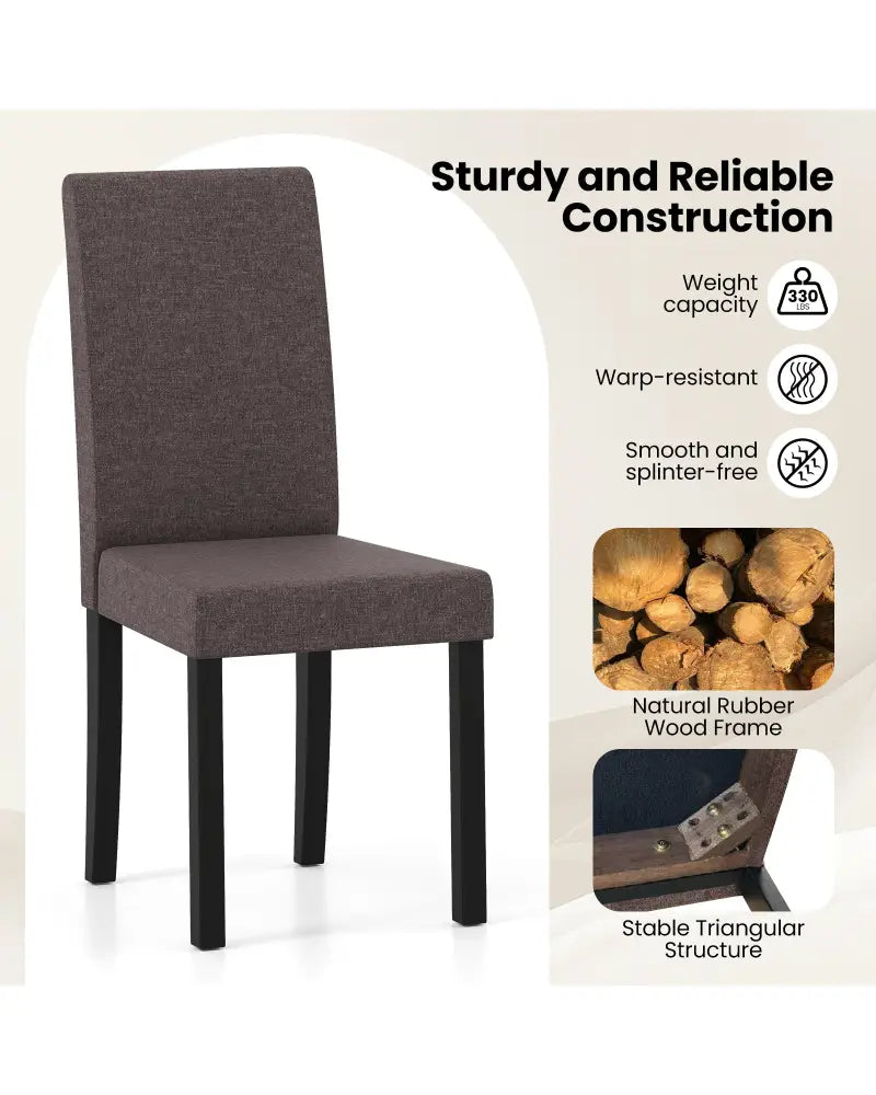 Set of 2 Dining Chair Mid-Century Modern Fabric Upholstered Parson Chairs-Brown - Brown - Dining Chairs