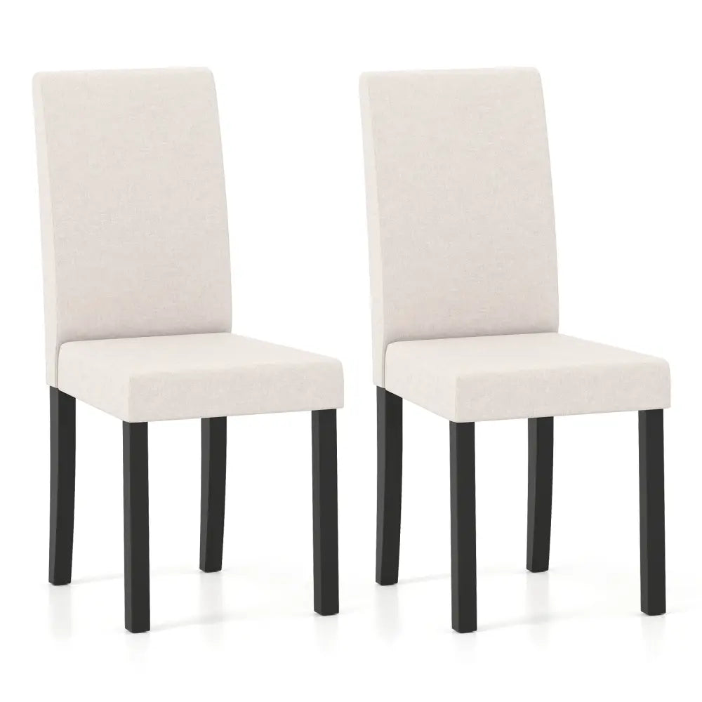 Set of 2 Dining Chair Mid-Century Modern Fabric Upholstered Parson Chairs-Beige - Beige - Dining Chairs