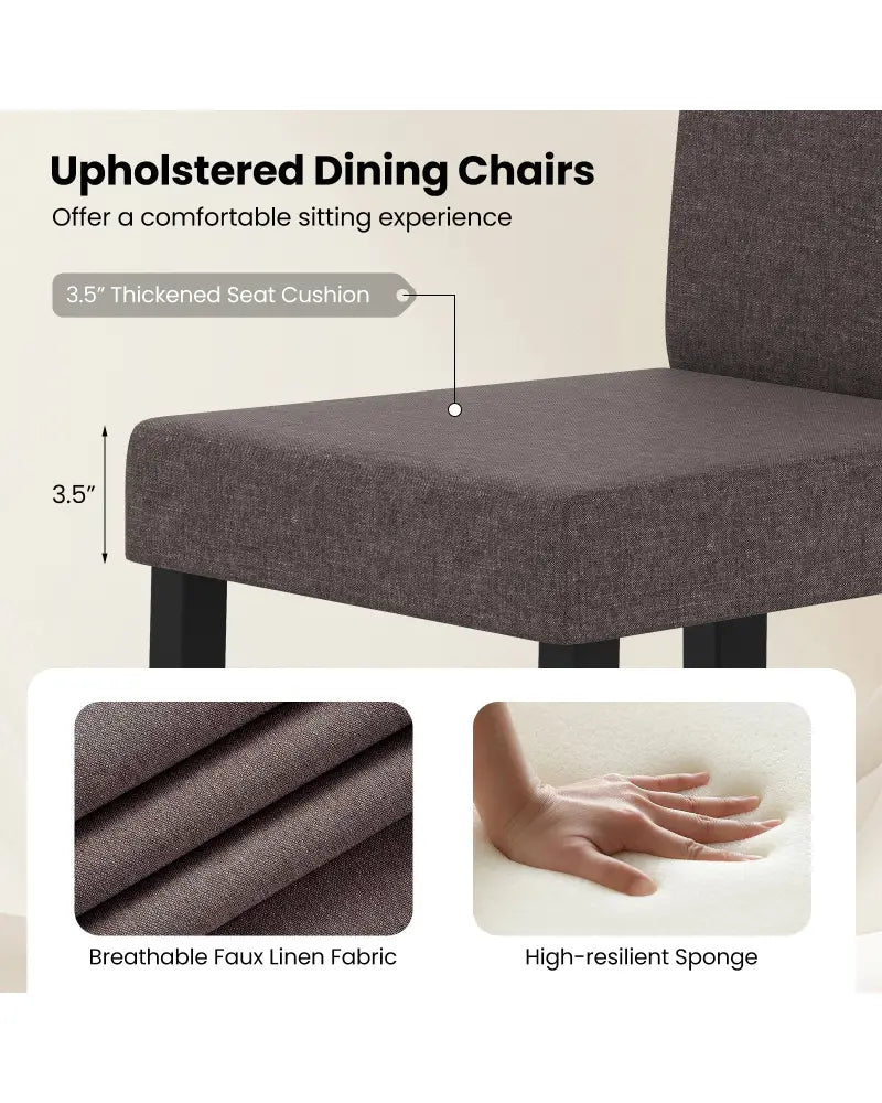 Set of 2 Dining Chair Mid-Century Modern Fabric Upholstered Parson Chairs-Brown - Brown - Dining Chairs