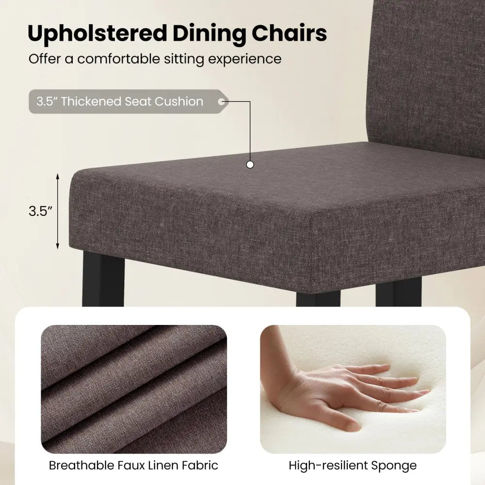 Set of 2 Dining Chair Mid-Century Modern Fabric Upholstered Parson Chairs-Brown - Brown - Dining Chairs