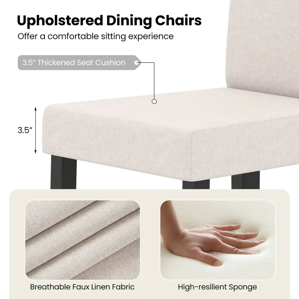 Set of 2 Dining Chair Mid-Century Modern Fabric Upholstered Parson Chairs-Beige - Beige - Dining Chairs