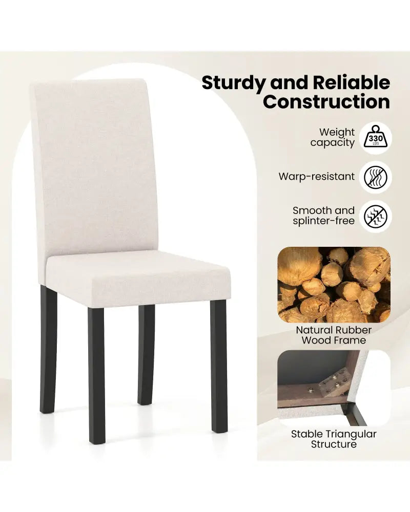 Set of 2 Dining Chair Mid-Century Modern Fabric Upholstered Parson Chairs-Beige - Beige - Dining Chairs