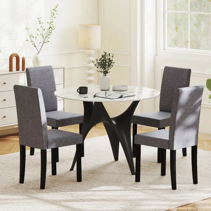 Set of 2 Dining Chair Mid-Century Modern Fabric Upholstered Parson Chairs-Dark Gray - Dark Gray - Dining Chairs