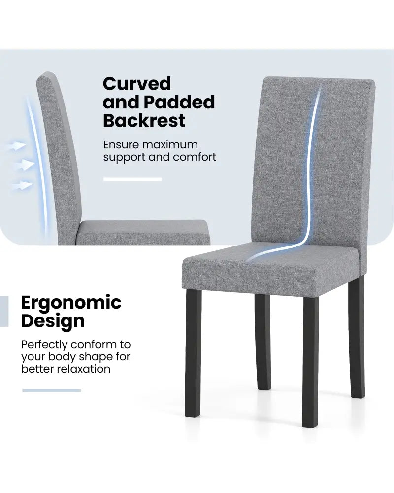 Set of 2 Dining Chair Mid-Century Modern Fabric Upholstered Parson Chairs-Light Gray - Light Gray - Dining Chairs