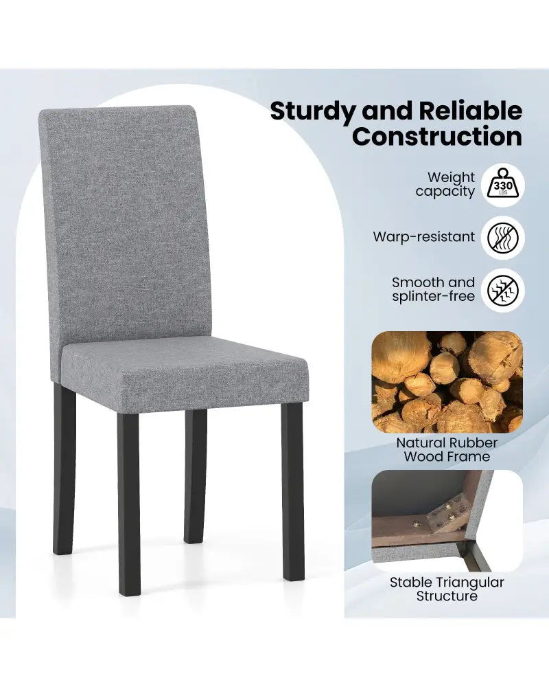 Set of 2 Dining Chair Mid-Century Modern Fabric Upholstered Parson Chairs-Light Gray - Light Gray - Dining Chairs