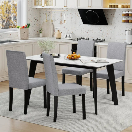 Set of 2 Dining Chair Mid-Century Modern Fabric Upholstered Parson Chairs-Light Gray - Light Gray - Dining Chairs