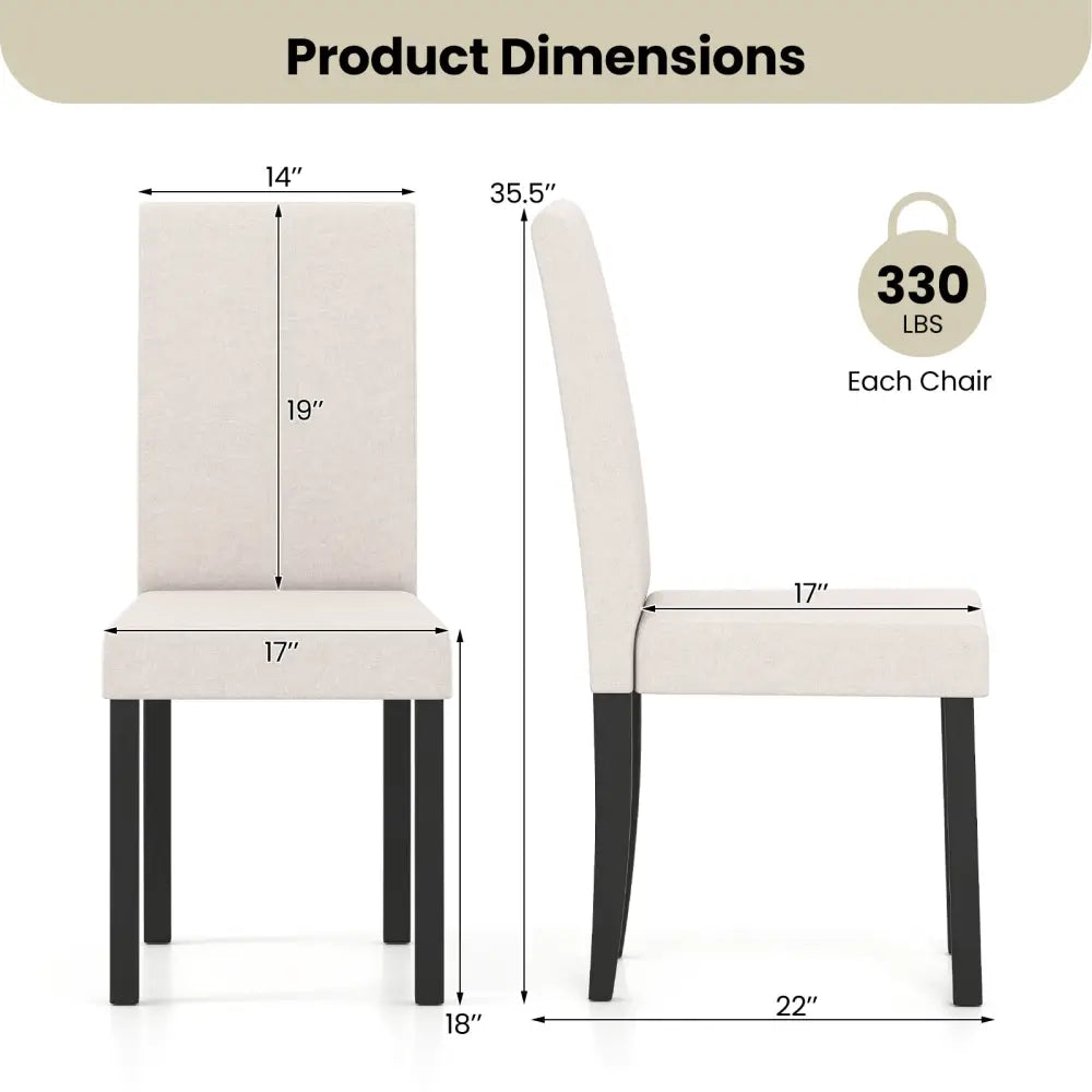 Set of 2 Dining Chair Mid-Century Modern Fabric Upholstered Parson Chairs-Beige - Beige - Dining Chairs