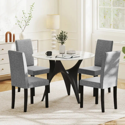 Set of 2 Dining Chair Mid-Century Modern Fabric Upholstered Parson Chairs-Light Gray - Light Gray - Dining Chairs