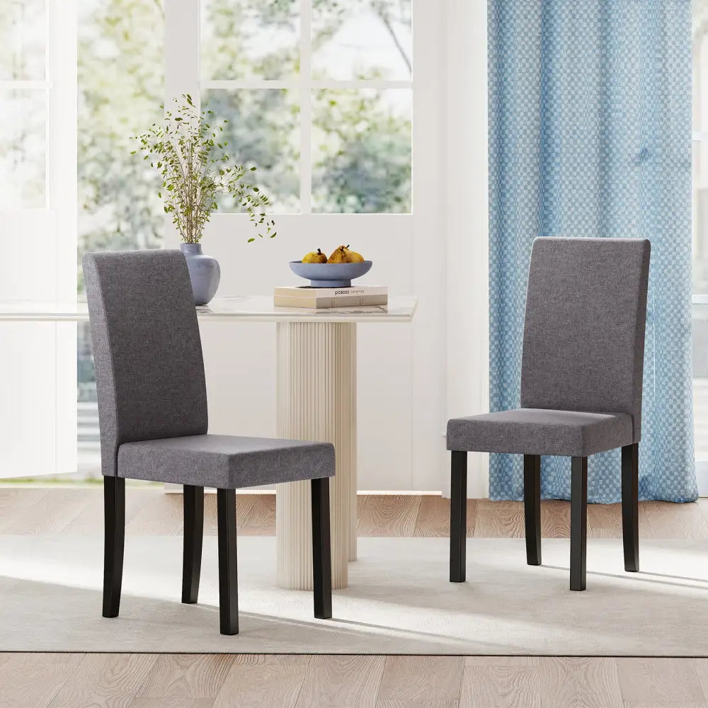 Set of 2 Dining Chair Mid-Century Modern Fabric Upholstered Parson Chairs-Dark Gray - Dark Gray - Dining Chairs