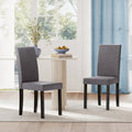 Set of 2 Dining Chair Mid-Century Modern Fabric Upholstered Parson Chairs-Dark Gray - Dark Gray - Dining Chairs