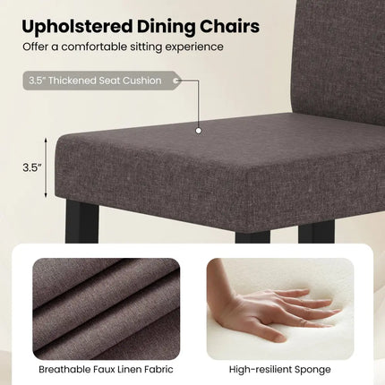 Set of 2 Dining Chair Mid-Century Modern Fabric Upholstered Parson Chairs-Brown - Brown - Dining Chairs