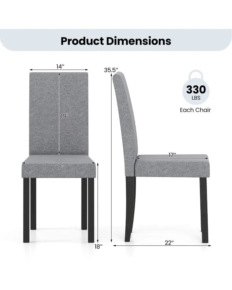 Set of 2 Dining Chair Mid-Century Modern Fabric Upholstered Parson Chairs-Light Gray - Light Gray - Dining Chairs