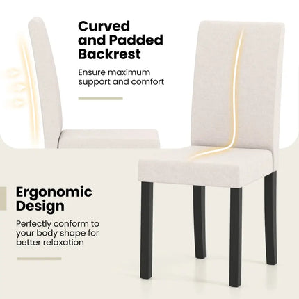Set of 2 Dining Chair Mid-Century Modern Fabric Upholstered Parson Chairs-Beige - Beige - Dining Chairs