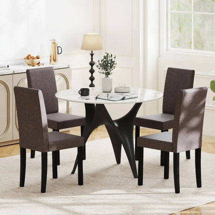 Set of 2 Dining Chair Mid-Century Modern Fabric Upholstered Parson Chairs-Brown - Brown - Dining Chairs