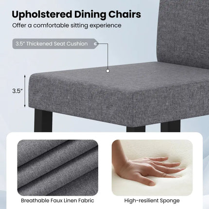 Set of 2 Dining Chair Mid-Century Modern Fabric Upholstered Parson Chairs-Dark Gray - Dark Gray - Dining Chairs