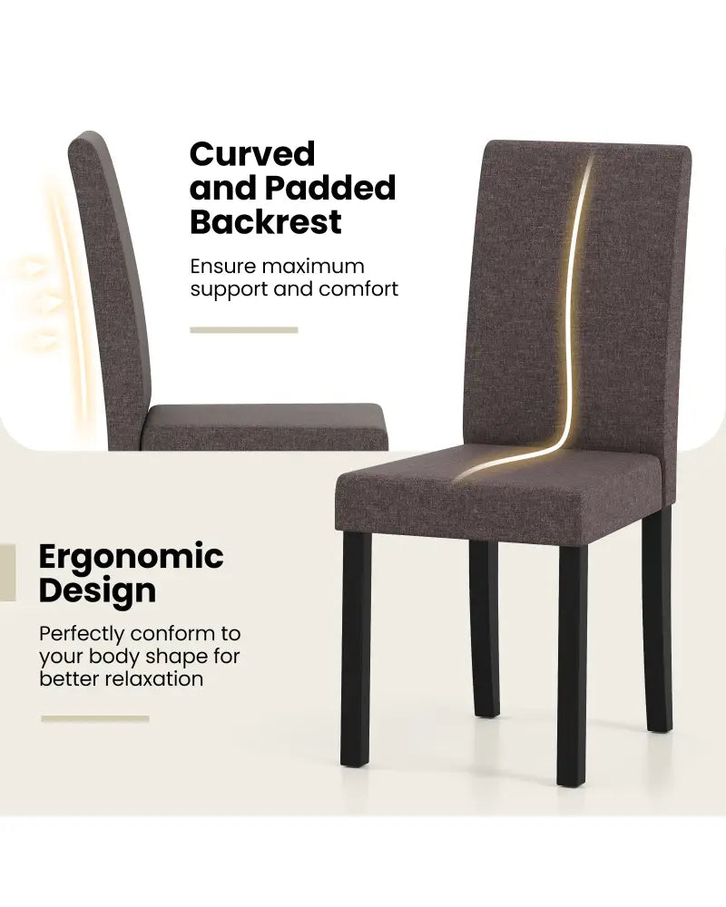 Set of 2 Dining Chair Mid-Century Modern Fabric Upholstered Parson Chairs-Brown - Brown - Dining Chairs