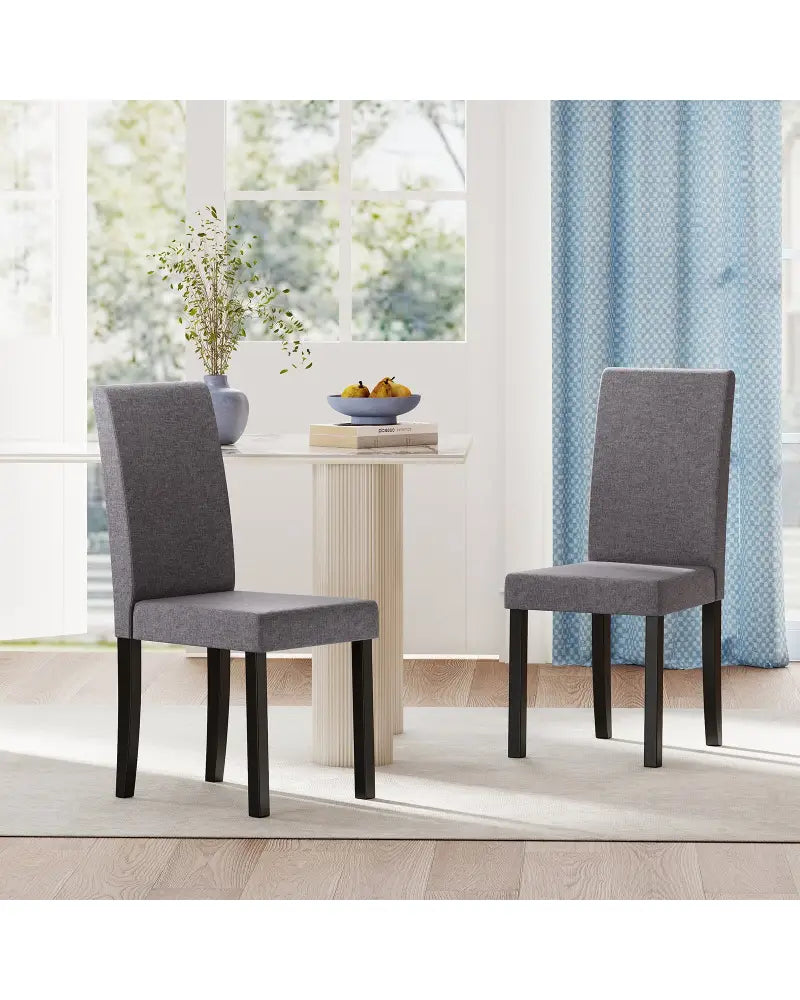 Set of 2 Dining Chair Mid-Century Modern Fabric Upholstered Parson Chairs-Dark Gray - Dark Gray - Dining Chairs