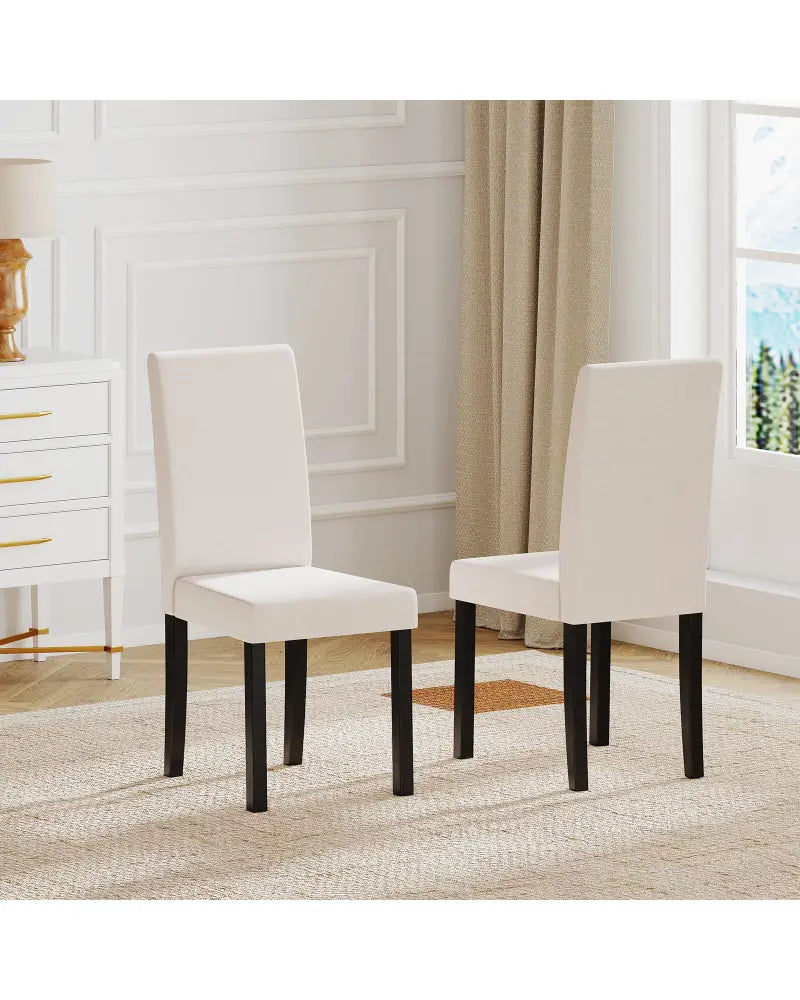 Set of 2 Dining Chair Mid-Century Modern Fabric Upholstered Parson Chairs-Beige - Beige - Dining Chairs