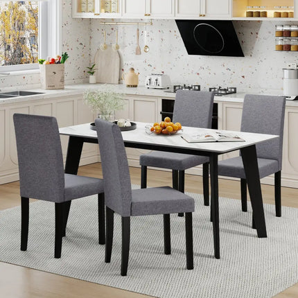 Set of 2 Dining Chair Mid-Century Modern Fabric Upholstered Parson Chairs-Dark Gray - Dark Gray - Dining Chairs