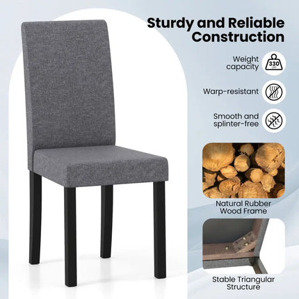 Set of 2 Dining Chair Mid-Century Modern Fabric Upholstered Parson Chairs-Dark Gray - Dark Gray - Dining Chairs