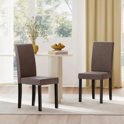 Set of 2 Dining Chair Mid-Century Modern Fabric Upholstered Parson Chairs-Brown - Brown - Dining Chairs
