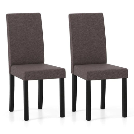 Set of 2 Dining Chair Mid-Century Modern Fabric Upholstered Parson Chairs-Brown - Brown - Dining Chairs