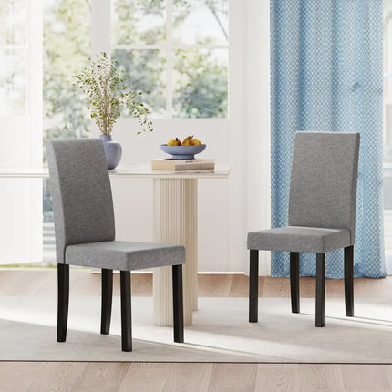 Set of 2 Dining Chair Mid-Century Modern Fabric Upholstered Parson Chairs-Light Gray - Light Gray - Dining Chairs