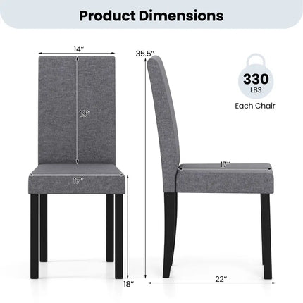 Set of 2 Dining Chair Mid-Century Modern Fabric Upholstered Parson Chairs-Dark Gray - Dark Gray - Dining Chairs