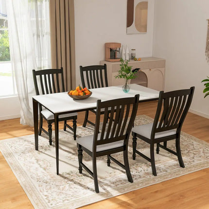 Set of 2 Dining Chairs Kitchen Side Chair with Solid Wood Legs-Black - Black - Dining Chairs