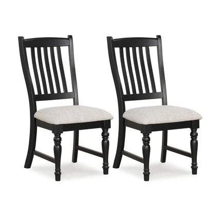 Set of 2 Dining Chairs Kitchen Side Chair with Solid Wood Legs-Black - Black - Dining Chairs