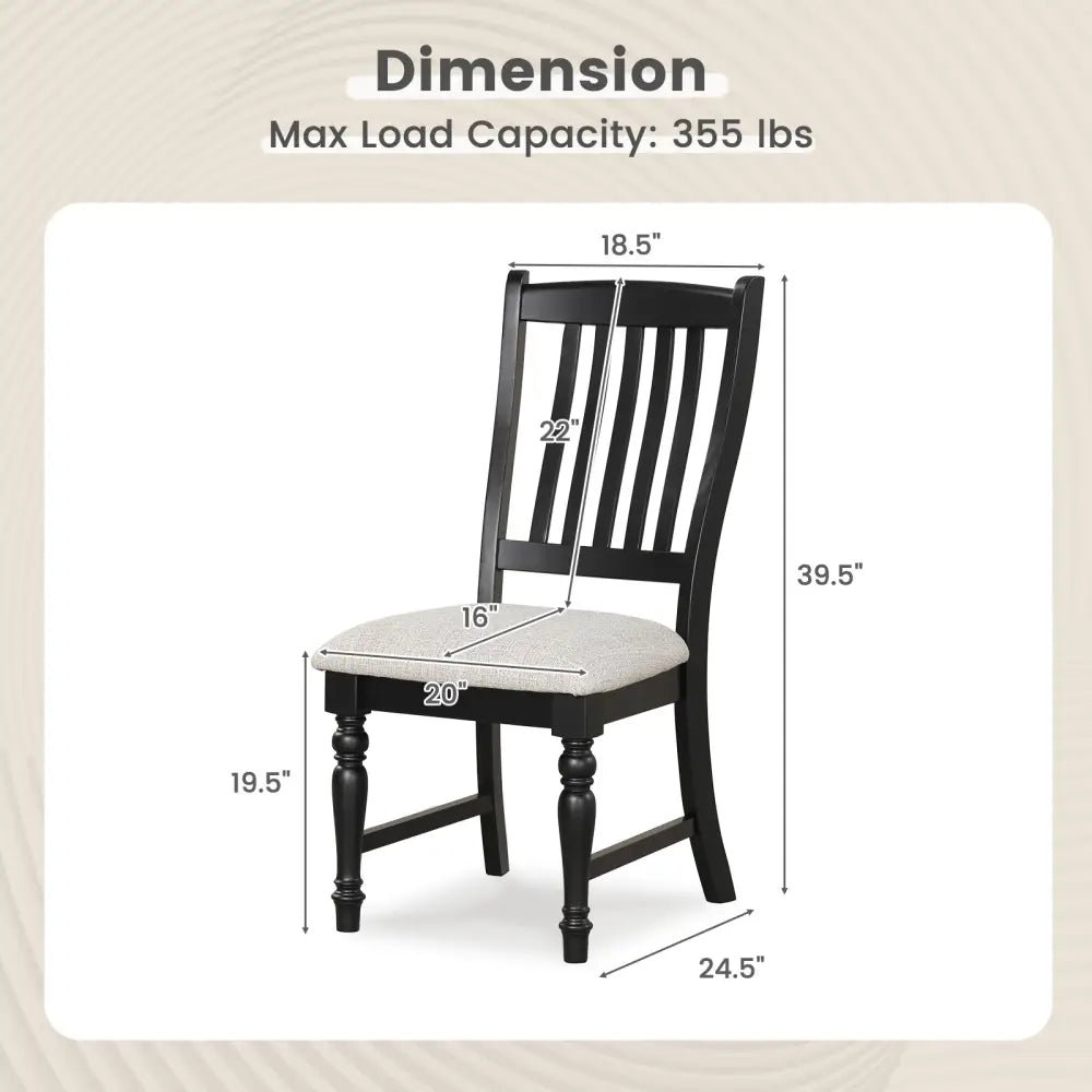 Set of 2 Dining Chairs Kitchen Side Chair with Solid Wood Legs-Black - Black - Dining Chairs