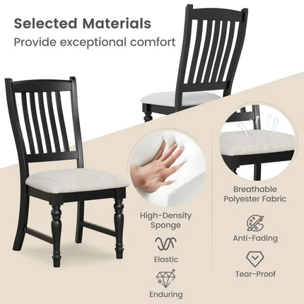 Set of 2 Dining Chairs Kitchen Side Chair with Solid Wood Legs-Black - Black - Dining Chairs