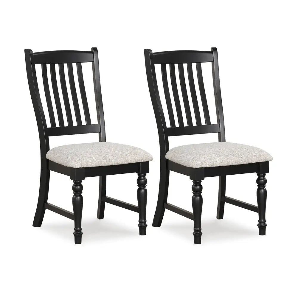 Set of 2 Dining Chairs Kitchen Side Chair with Solid Wood Legs-Black - Black - Dining Chairs