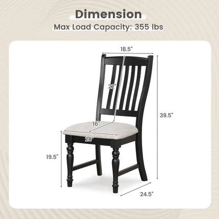 Set of 2 Dining Chairs Kitchen Side Chair with Solid Wood Legs-Black - Black - Dining Chairs
