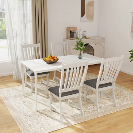 Set of 2 Dining Chairs Kitchen Side Chair with Solid Wood Legs-White - White - Dining Chairs