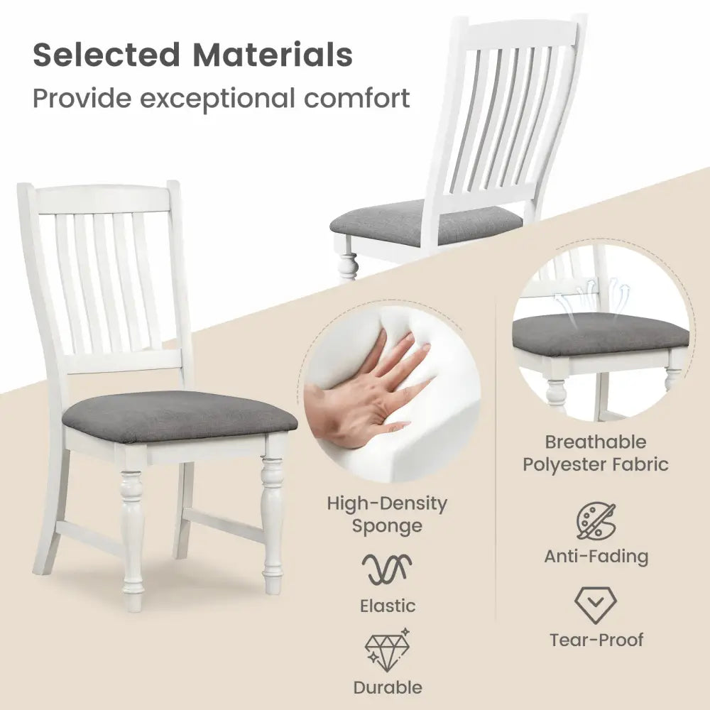 Set of 2 Dining Chairs Kitchen Side Chair with Solid Wood Legs-White - White - Dining Chairs