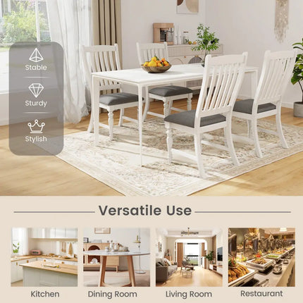 Set of 2 Dining Chairs Kitchen Side Chair with Solid Wood Legs-White - White - Dining Chairs