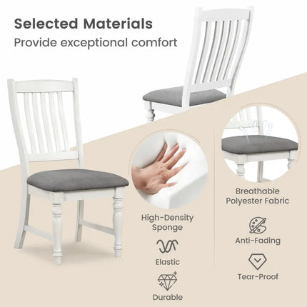 Set of 2 Dining Chairs Kitchen Side Chair with Solid Wood Legs-White - White - Dining Chairs