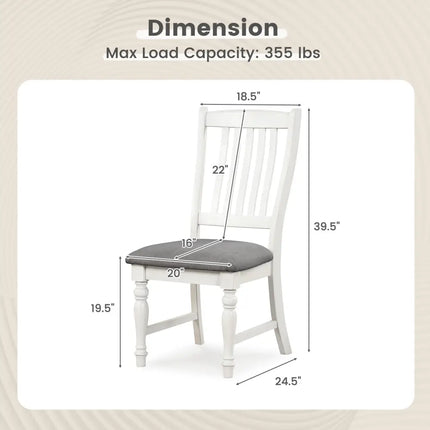 Set of 2 Dining Chairs Kitchen Side Chair with Solid Wood Legs-White - White - Dining Chairs