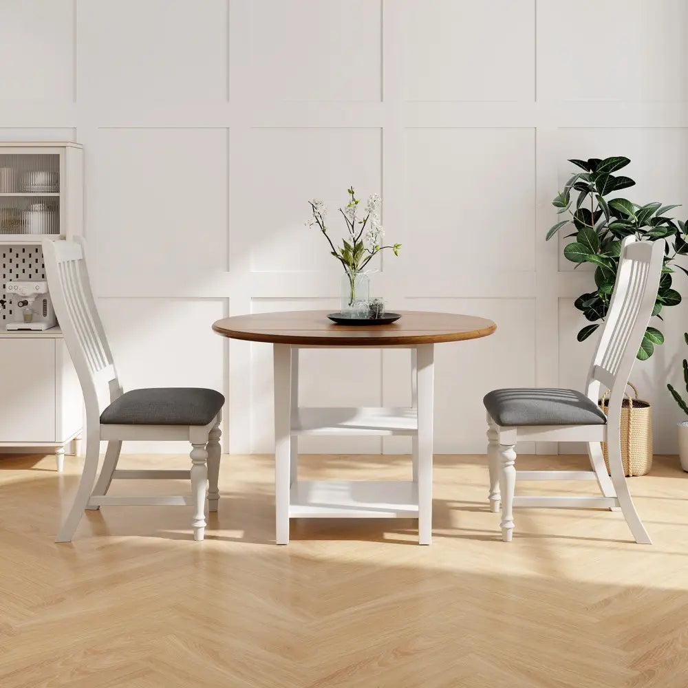 Set of 2 Dining Chairs Kitchen Side Chair with Solid Wood Legs-White - White - Dining Chairs