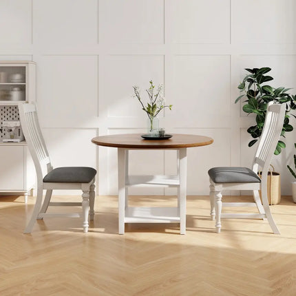Set of 2 Dining Chairs Kitchen Side Chair with Solid Wood Legs-White - White - Dining Chairs