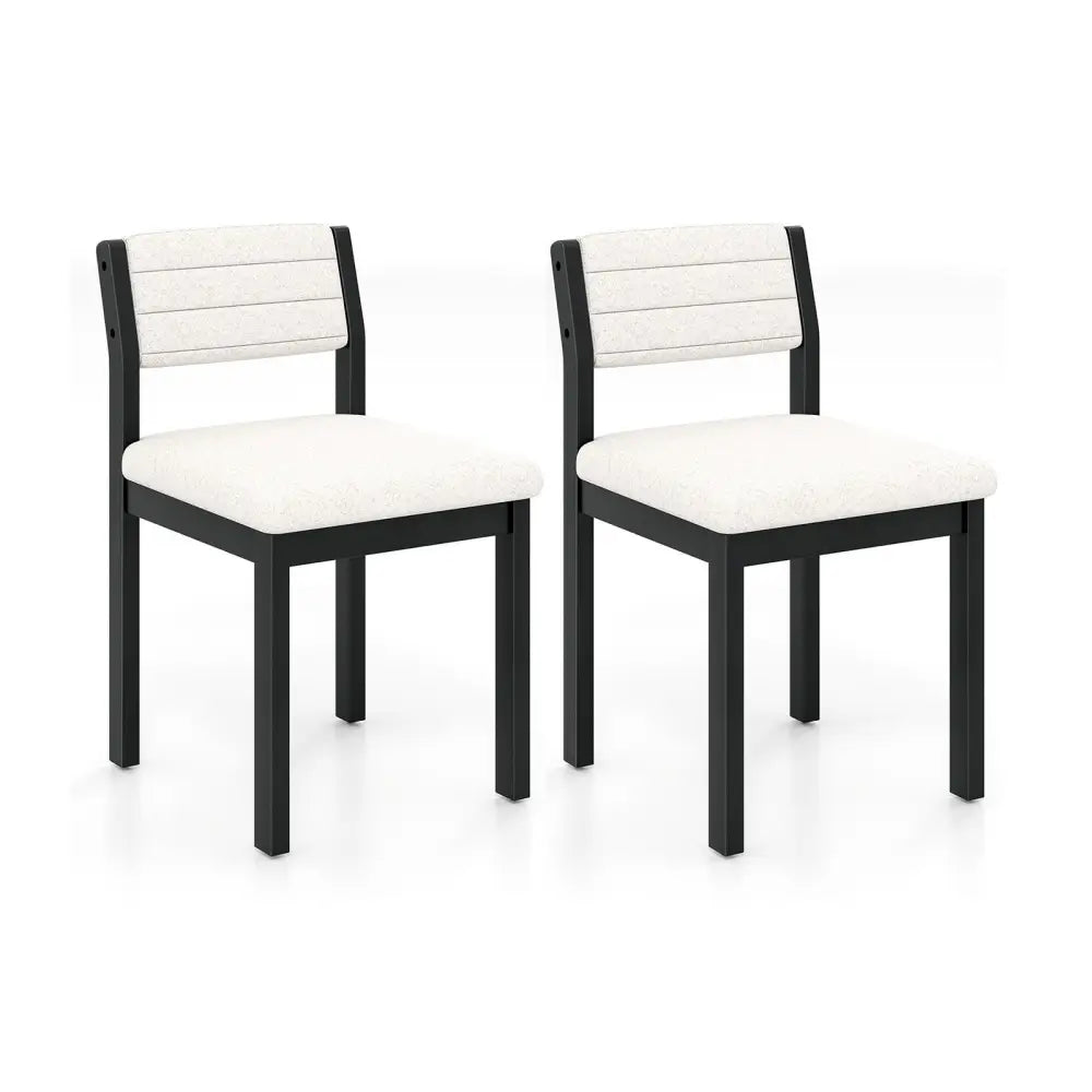 Set of 2 Dining Chairs Sherpa Upholstered Armless Chair with Wood Frame-White - White - Dining Chairs