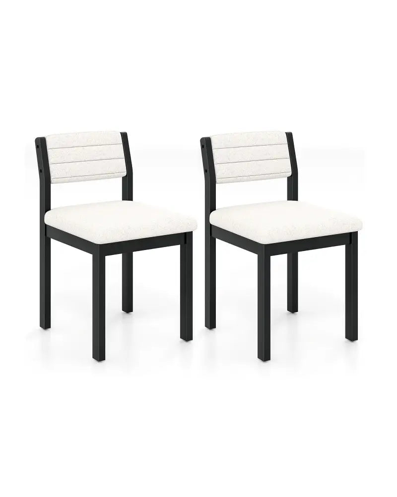 Set of 2 Dining Chairs Sherpa Upholstered Armless Chair with Wood Frame-White - White - Dining Chairs