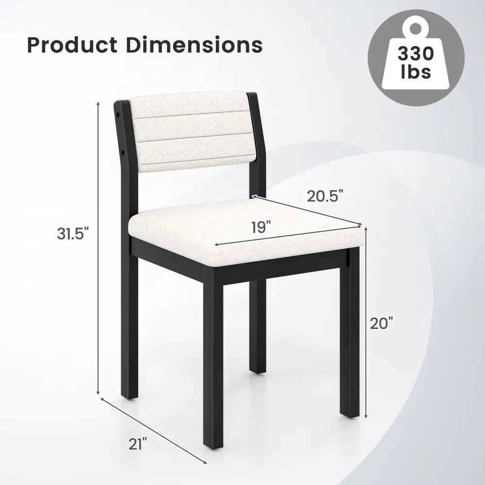 Set of 2 Dining Chairs Sherpa Upholstered Armless Chair with Wood Frame-White - White - Dining Chairs