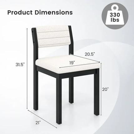 Set of 2 Dining Chairs Sherpa Upholstered Armless Chair with Wood Frame-White - White - Dining Chairs